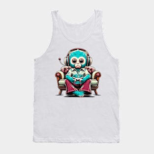 Monkey Master Gamer - Turquoise Tech Trendsetter Tank Top